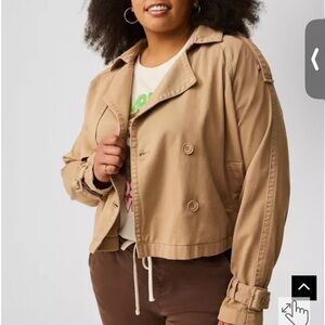 Torrid Tan Trench Coat Cropped Double-Breasted